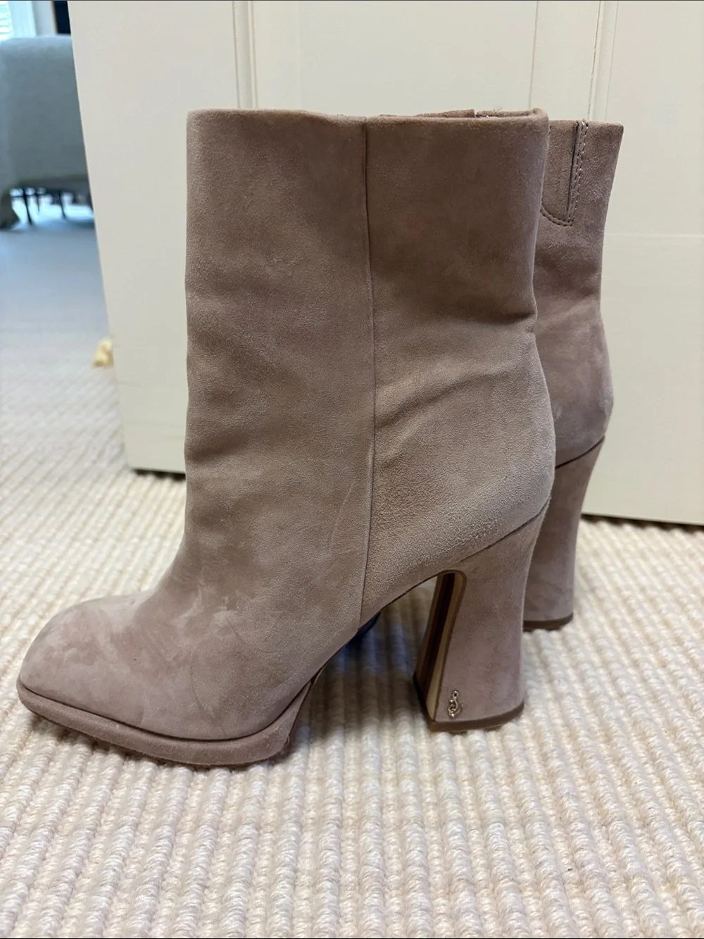 Sam Edelman Taupe Suede Ankle Boots - Slim Zip Design